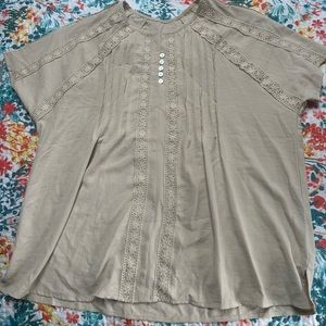 Women's V Neck Lace Crochet Eyelet Tops Short Sleeve Casual Blouse